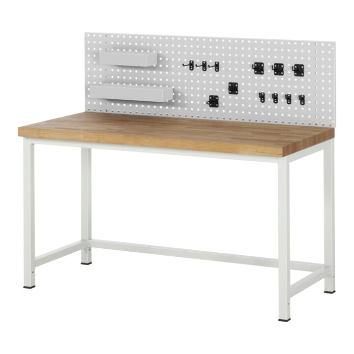 Panneau perforé STIER, lxPxH 1 500x15x450 mm, avec jeu de 12 supports d'outils et 2 casiers de rangement