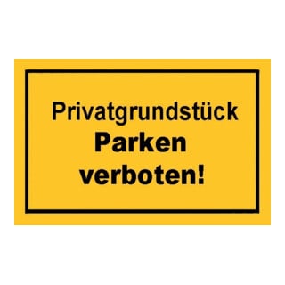 Panneau signalétique terrain privé stationnement jaune
