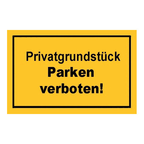 Panneau signalétique terrain privé stationnement jaune