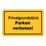 Panneau signalétique terrain privé stationnement jaune