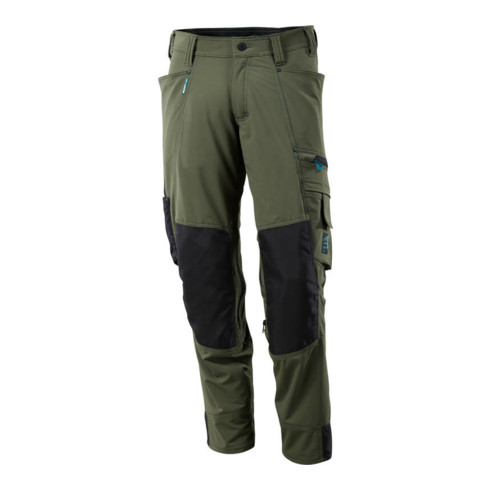 Pantalon Mascot avec poches genoux, pantalon en tissu extensible vert mousse