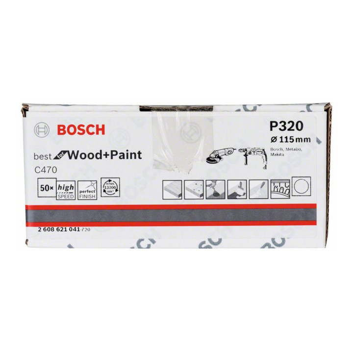 Feuille abrasive Bosch C470, non perforée, auto-agrippante