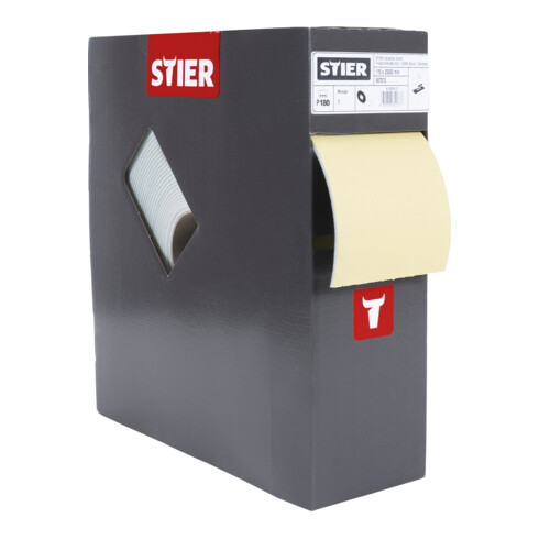 Papier abrasif STIER sur support en mousse P180 115 x 92 mm, 25 m
