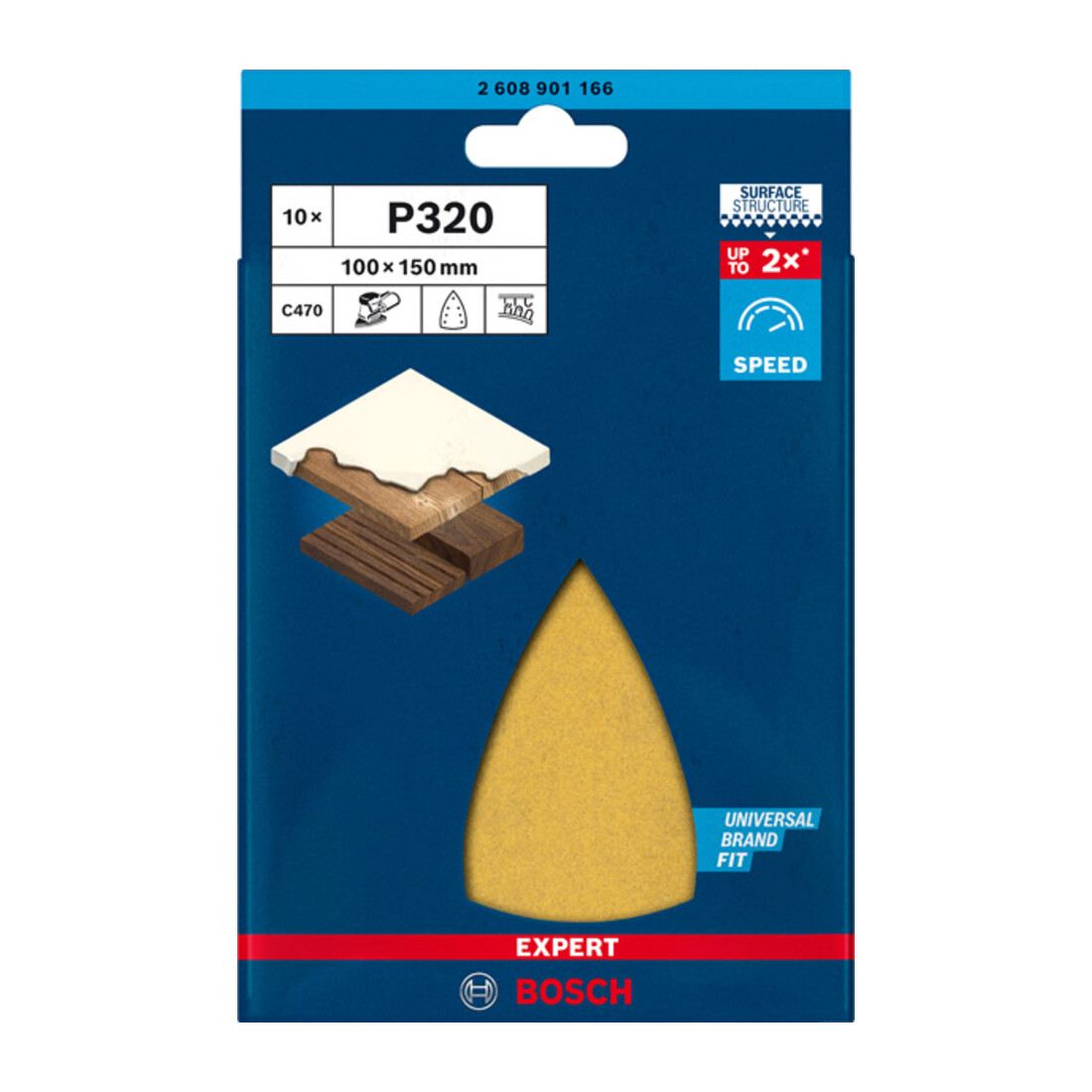 Papier de verre Bosch Expert C470 pour ponceuse Delta, 100 x 150 mm, G 320