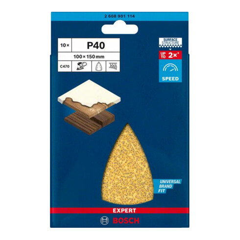 Papier de verre Bosch Expert C470 pour ponceuse Delta, 100 x 150 mm, G 40