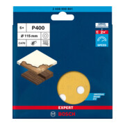 Papier de verre Bosch Expert C470 pour ponceuse excentrique, 115 mm, 8 trous, G 400-2