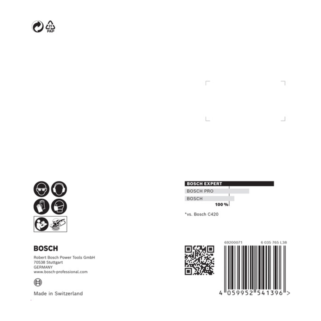 Papier de verre Bosch Expert C470 pour ponceuse excentrique, 115 mm, 8 trous, G 400