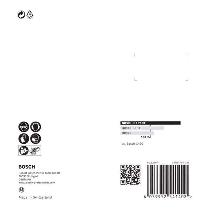 Papier de verre Bosch Expert C470 pour ponceuse excentrique, 115 mm, 8 trous, G 60/120/240