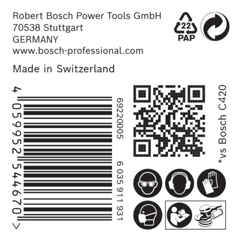 Papier abrasif pour ponceuse excentrique, multi-trous Bosch Expert C470