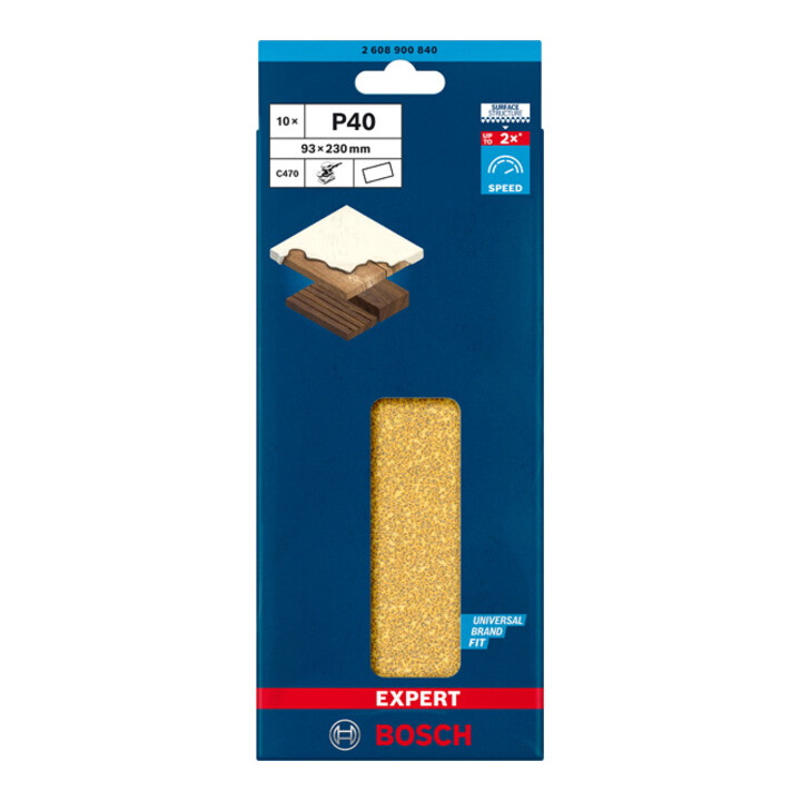 Papier de verre Bosch Expert C470 pour ponceuse orbitale, 93 x 230 mm, G 40, sans trou