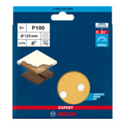 Papier de verre Bosch Expert C470 pour ponceuse orbitale aléatoire, 125 mm, 8 trous, G 100-2