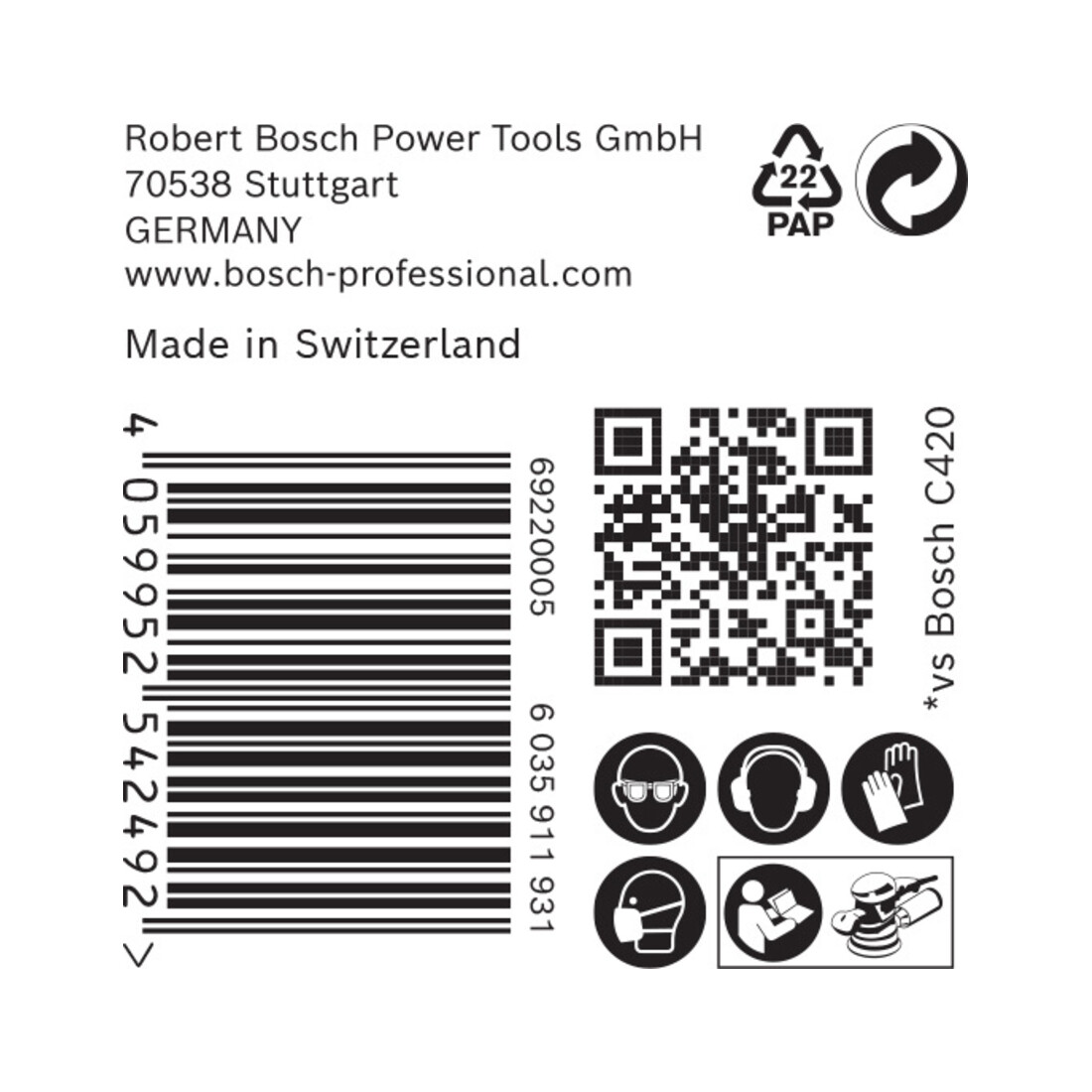 Papier de verre Bosch Expert C470 pour ponceuse orbitale aléatoire, 125 mm, 8 trous, G 100