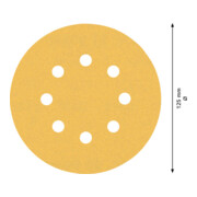 Papier de verre Bosch Expert C470 pour ponceuse orbitale aléatoire, 125 mm, 8 trous, G 120-4