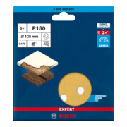 Papier de verre Bosch Expert C470 pour ponceuse orbitale aléatoire, 125 mm, 8 trous, G 180-2