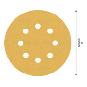 Papier de verre Bosch Expert C470 pour ponceuse orbitale aléatoire, 125 mm, 8 trous, G 180-4
