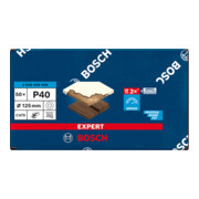 Papier de verre Bosch Expert C470 pour ponceuse orbitale aléatoire, 125 mm, 8 trous, G 40-2