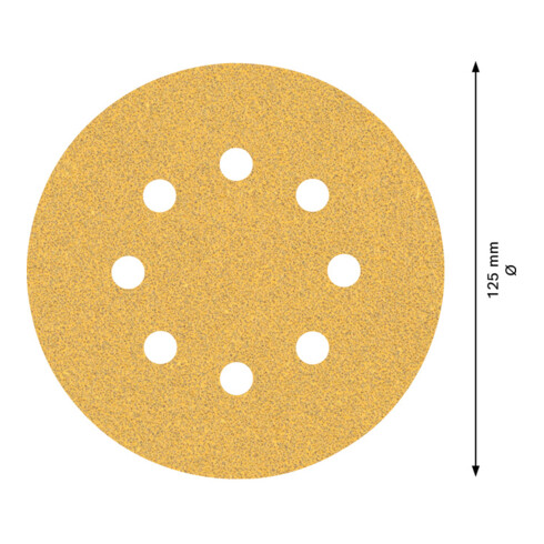 Papier de verre Bosch Expert C470 pour ponceuse orbitale aléatoire, 125 mm, 8 trous, G 60