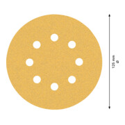Papier de verre Bosch Expert C470 pour ponceuse orbitale aléatoire, 125 mm, 8 trous, G 80-4