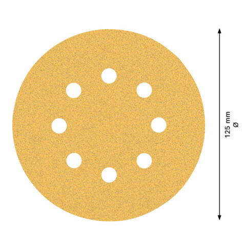 Papier de verre Bosch Expert C470 pour ponceuse orbitale aléatoire, 125 mm, 8 trous, G 80