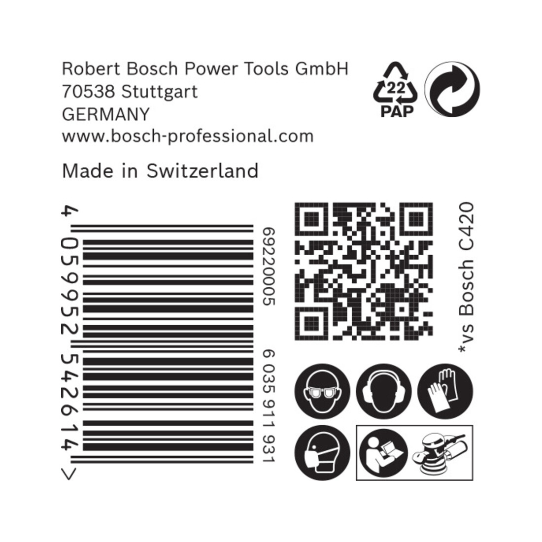 Papier de verre Bosch Expert C470 pour ponceuse orbitale aléatoire, 150 mm, 6 trous, G 240
