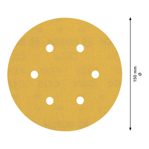 Papier de verre Bosch Expert C470 pour ponceuse orbitale aléatoire, 150 mm, 6 trous, G 320