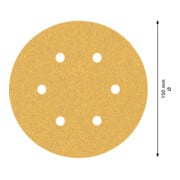 Papier de verre Bosch Expert C470 pour ponceuse orbitale aléatoire, 150 mm, 6 trous, G 60-4