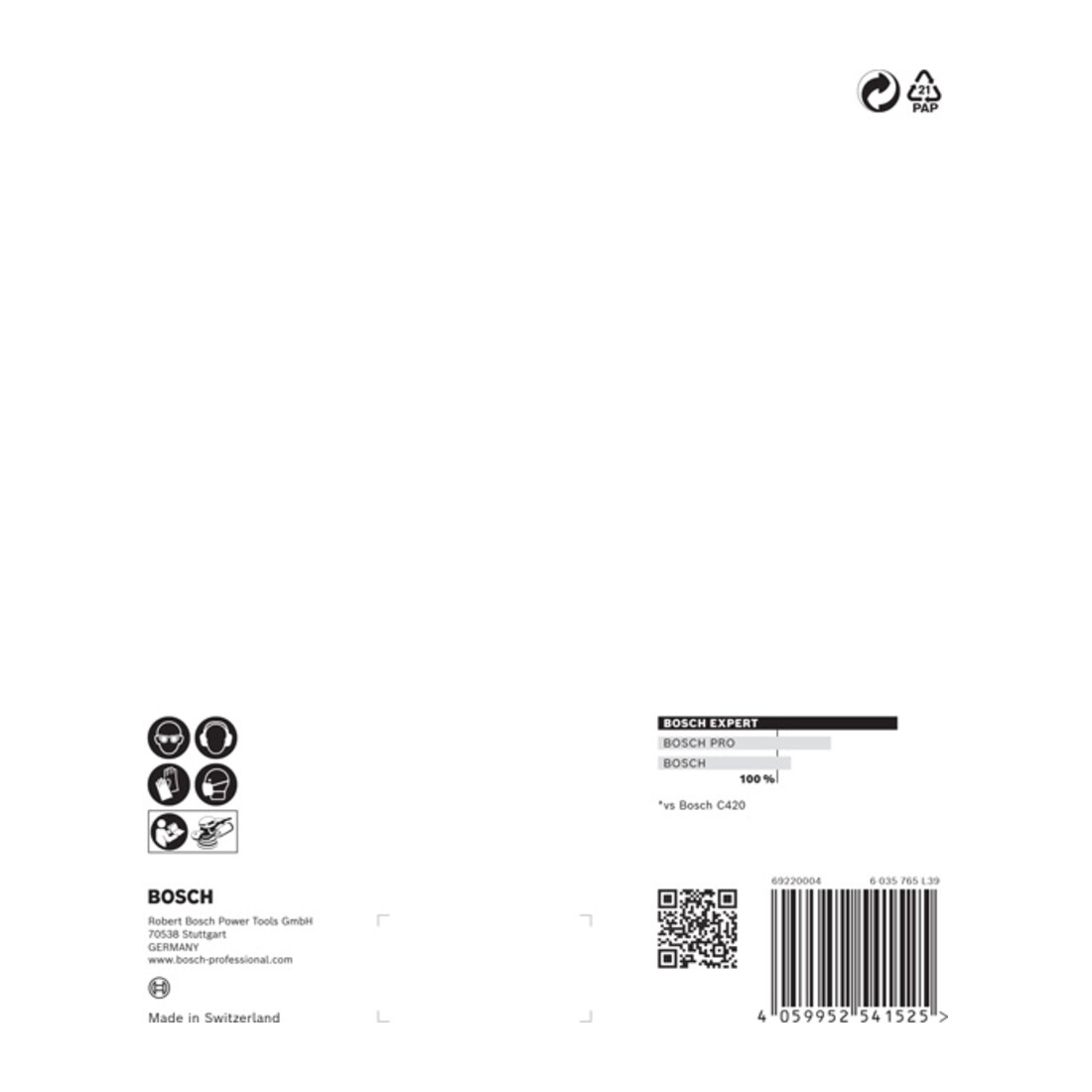 Papier de verre Bosch Expert C470 pour ponceuse orbitale aléatoire, 150 mm, 6 trous, G 60