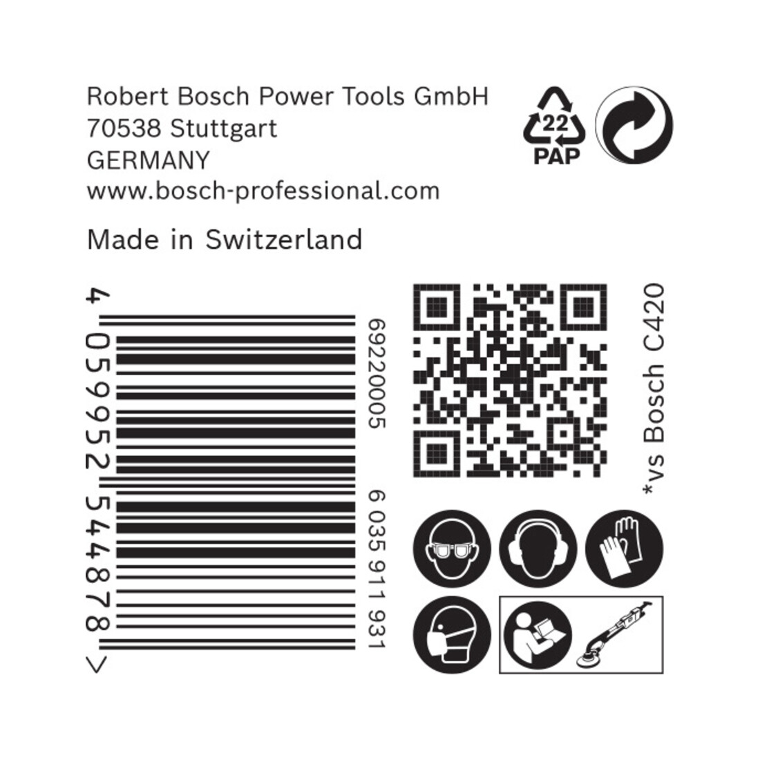 Papier de verre Bosch Expert C470 pour ponceuse orbitale aléatoire, 225 mm, 19 trous, G 100