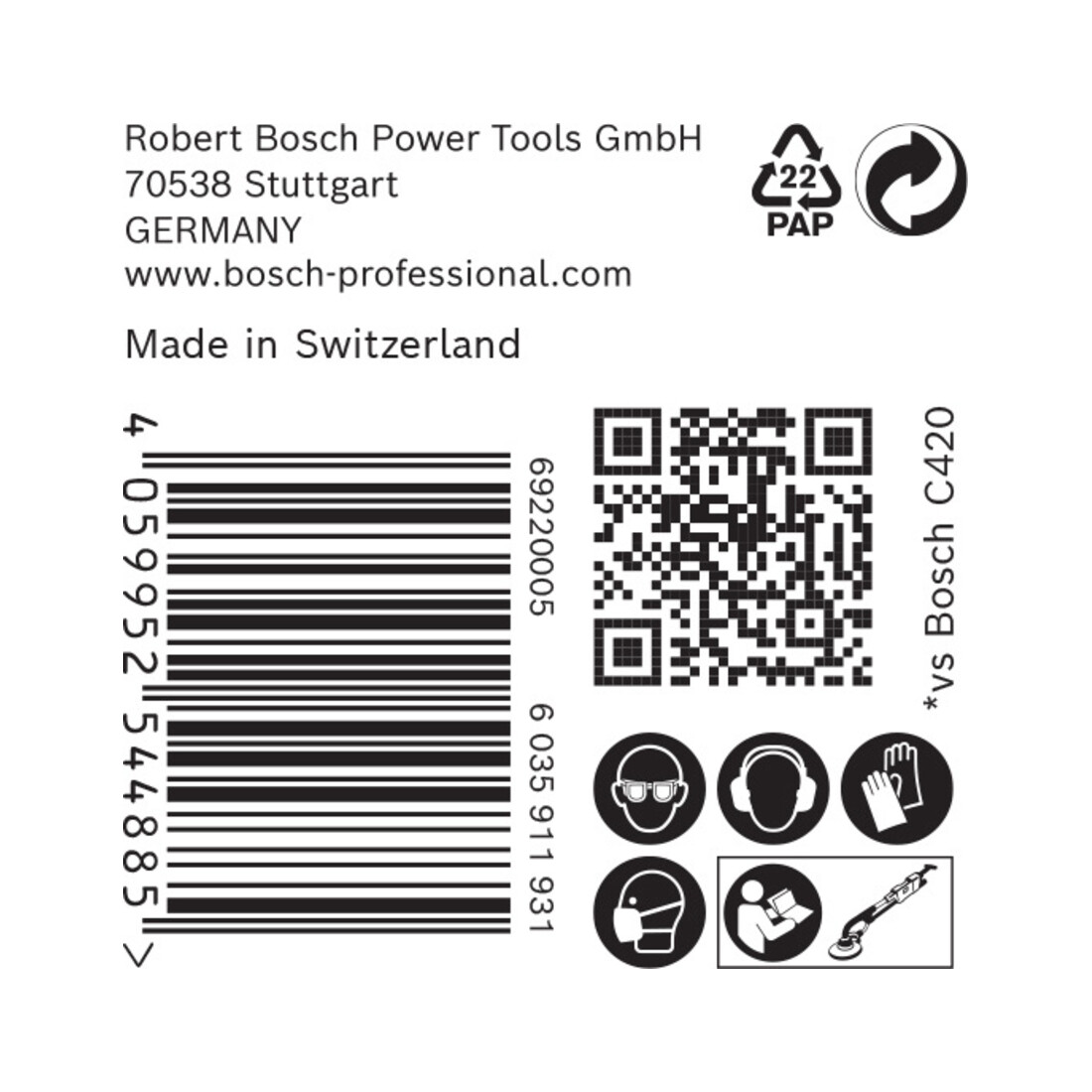 Papier de verre Bosch Expert C470 pour ponceuse orbitale aléatoire, 225 mm, 19 trous, G 120