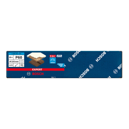 Papier de verre Bosch Expert C470 pour ponceuse orbitale aléatoire, 225 mm, 19 trous, G 60