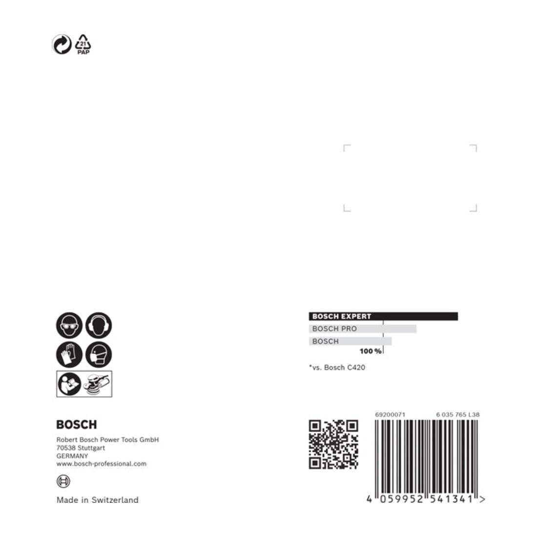 Papier de verre Bosch Expert C470 pour ponceuse orbitale excentrique, 115 mm, 8 trous, G 80