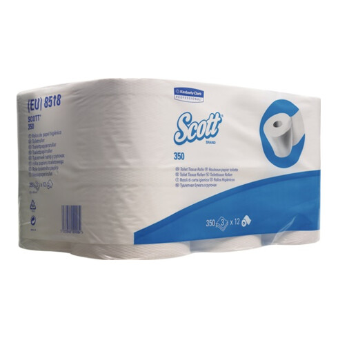 Papier toilette Scott 8518 2 couches, petits rouleaux 6 sachet x 6 rouleaux x 35