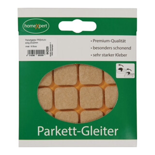 Parkettgleiter Premium 20 x 20mm Filz natur eck.selbstkl.