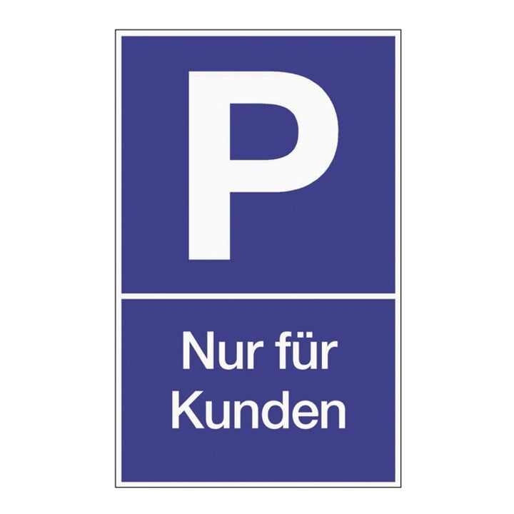 Parkplatzbeschilderung Parken f.Kunden L250xB400mm Ku.blau/weiß