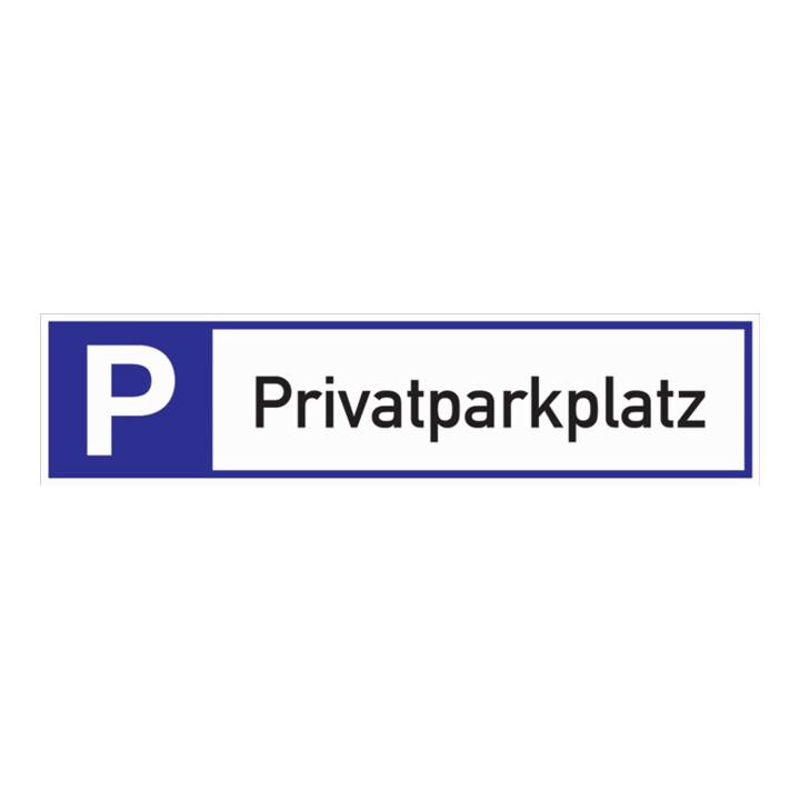 Parkplatzbeschilderung Privatparkplatz L460xB110mm Alu.weiß/blau/schwarz