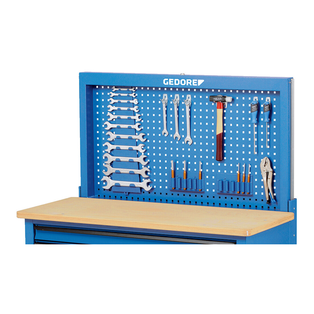 Paroi arrière Gedore vide, peut être fixée à l'établi 1504 XL et 1506 XL, dimensions : H 640 x L 1190 x P 70 mm