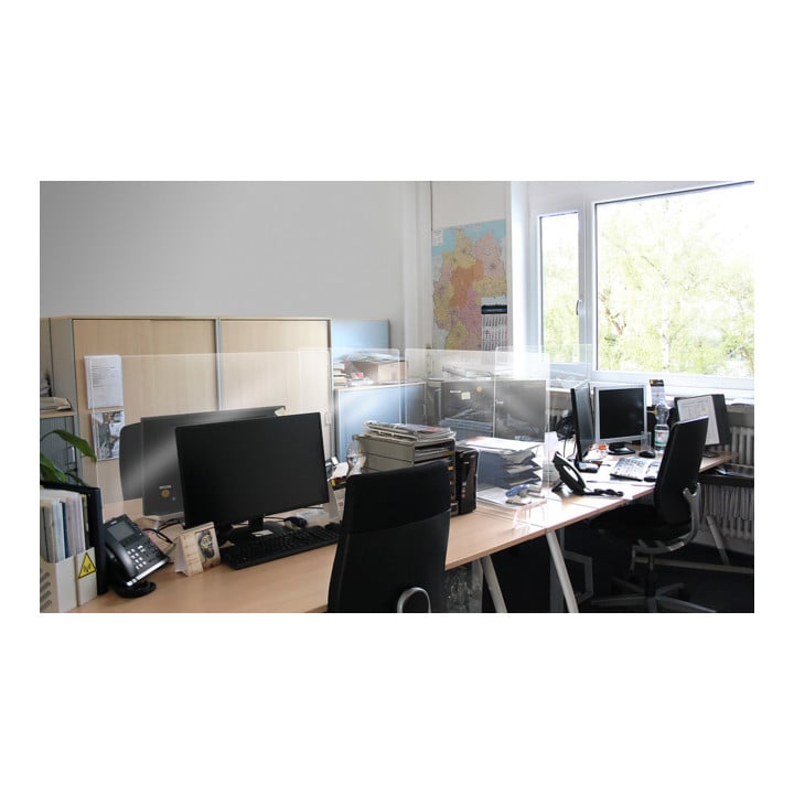 Paroi de protection hygiénique Eichner "Office" pour tables de bureau et postes de travail, grand modèle