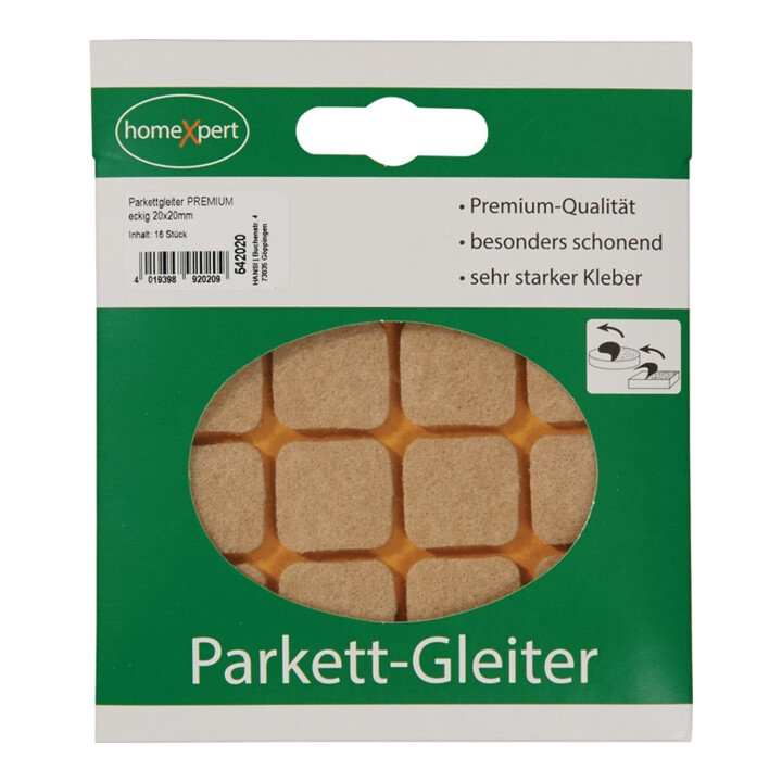Parquet planeur Premium 20 x 20mm en feutre naturel d'angle selfcl.