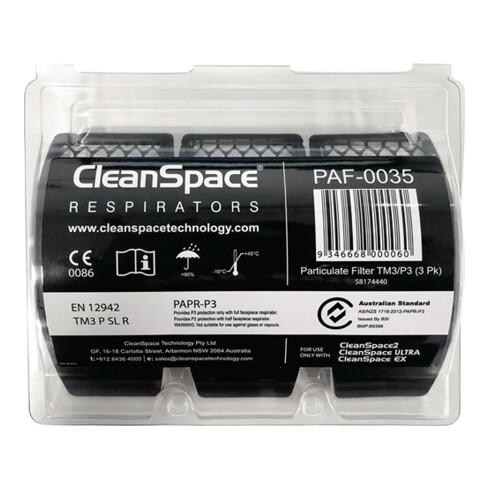 Partikelfilter PAF-0035 f.CleanSpace Sys.EN 12942 TM3 P3 HEPA 3 St./Packung