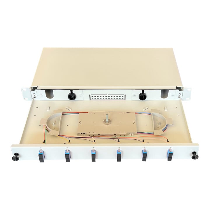 Paschke Spleissbox 19" 6x SCd OS2 blau ausziehbar