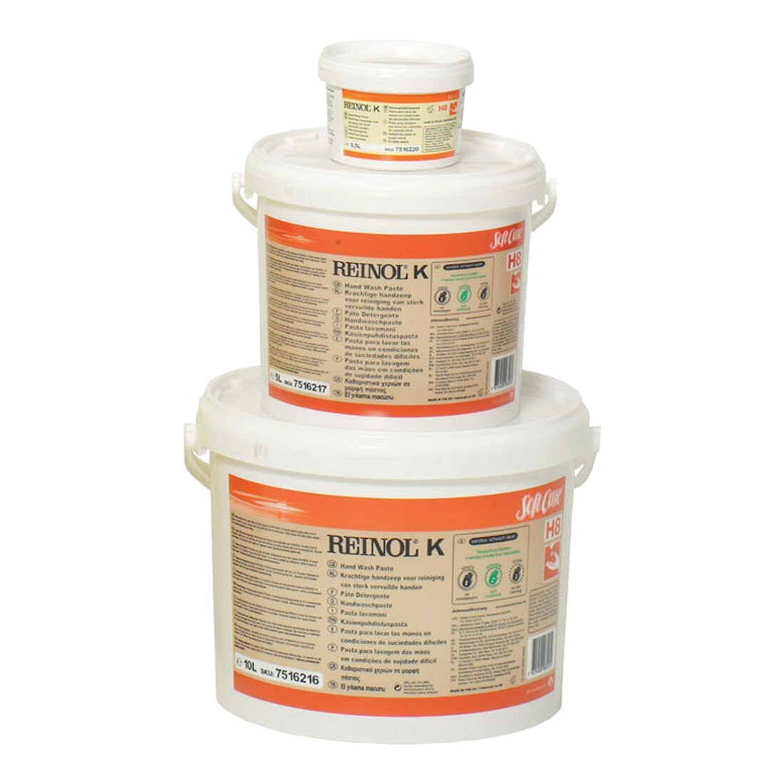 Pâte nettoyante p. mains Soft Care REINOL K 10 l exempt de composants agressifs