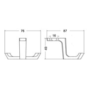 Patère au plafond Hermeta 0200 design double A. 87mm Alu. anodisé argent. H.49mm-4