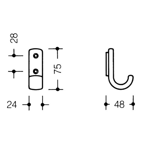 Patère HEWI, simple, polyamide (différentes couleurs)