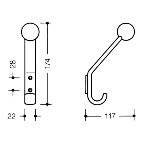 Patère HEWI, simple, polyamide (différentes couleurs)