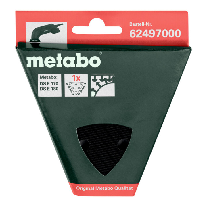 Patin pour ponceuse à patin triangulaire Metabo perforé, à bande auto-agrippante