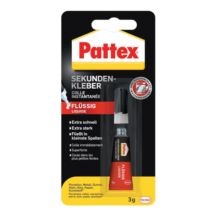 PATTEX Colle cyanoacrylate Classic liquide incolore 3g tube