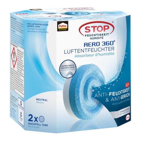 Pattex Déshumidificateur AERO 360 Granulé 2x450g