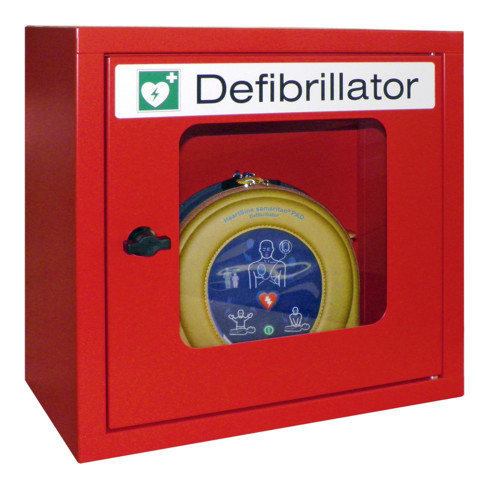 Pavoy Defibrillatorschrank mit akustischem Alarm zur Wandbefestigung, Korpus / Front Feuerrot