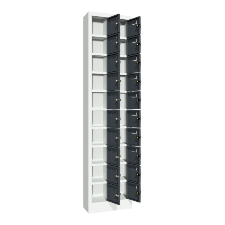 Pavoy Kleinfachschrank, 1950x460x200 mm, 20 Fächer, RAL 7035/7016