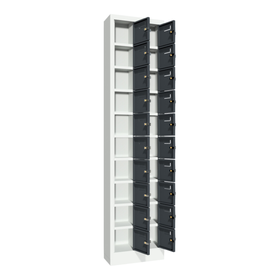 Pavoy Kleinfachschrank, 1950x460x200 mm, 20 Fächer, RAL 7035/7016